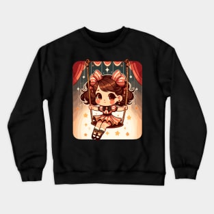 Circus girl give show on flying trapeze Crewneck Sweatshirt